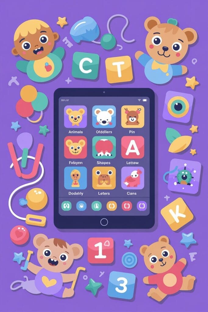 Toddler using a tablet to play educational offline apps – best offline apps for toddlers