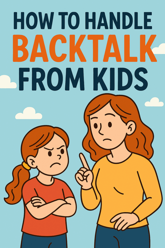 Mother calmly addressing child’s backtalk behavior.