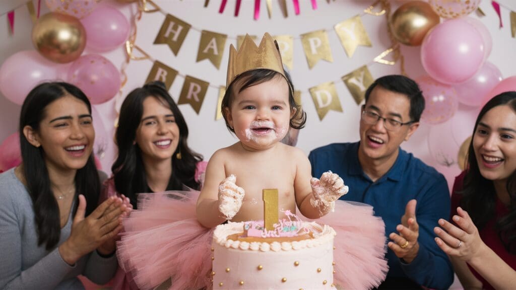 Birthday cake with quote overlay for first birthday girl first birthday quotes for baby girl