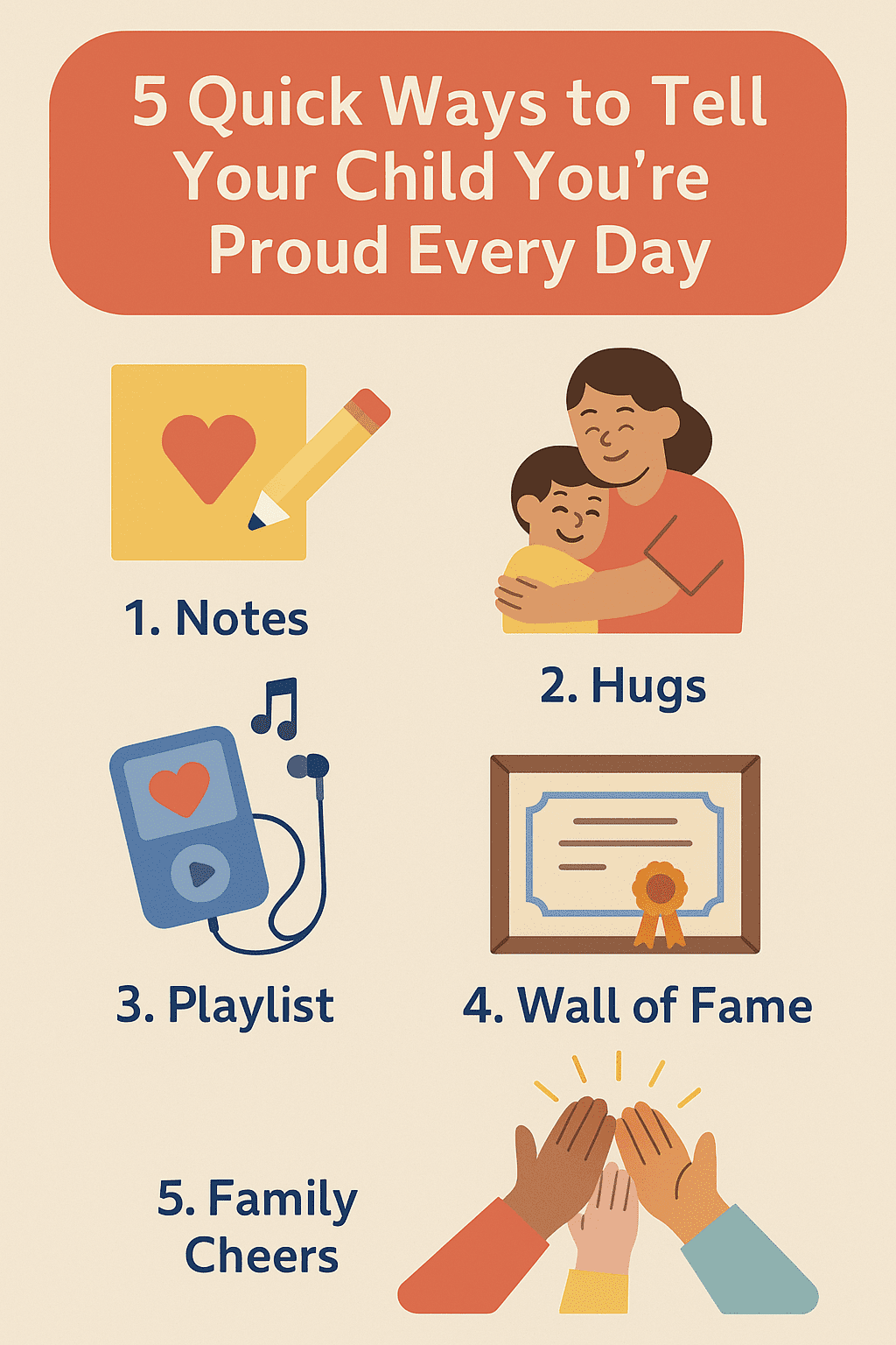 “Parent writing in a journal about child's milestones, reflecting on ways to tell your child you're proud and how to encourage kids through personal notes.”