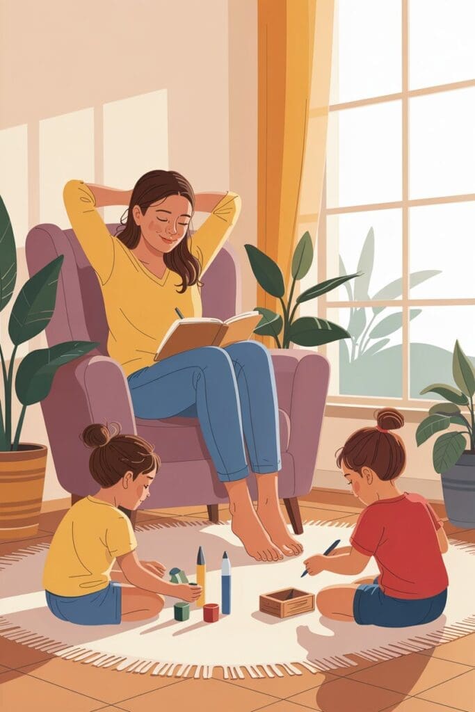 Practicing self-care activities as part of mom burnout recovery journey for emotional healing.