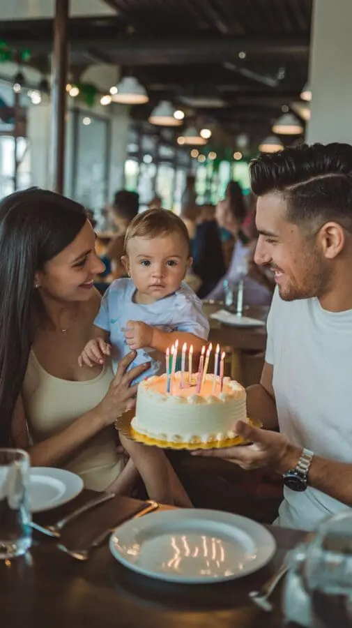 baby's first birthday tradition ideas family dinner candle cake